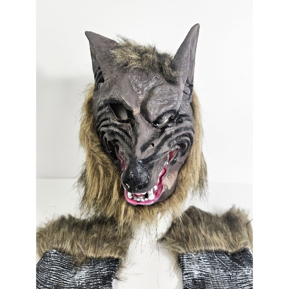 Snarling Werewolf Halloween Mask Small Medium Adult Snarling Wolf Hands